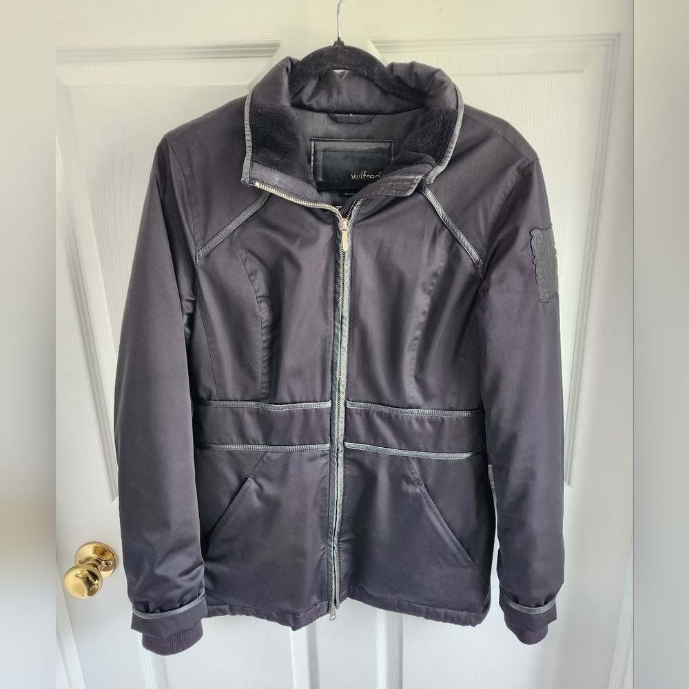 Wilfred Black Ski & Snow Jacket With Leather Trim M